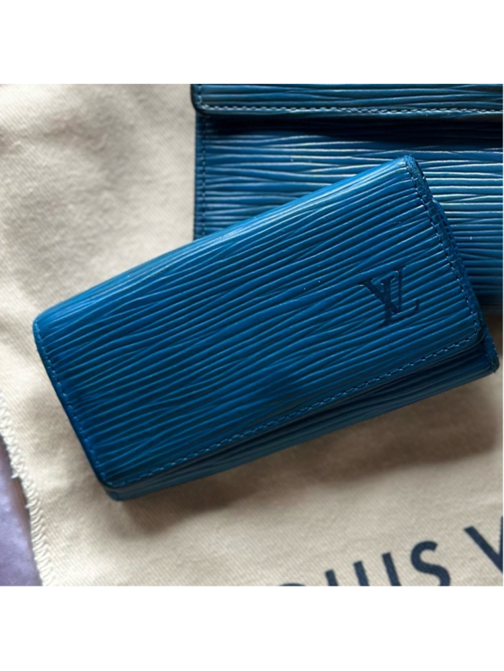 Louis Vuitton Blue Epi Leather Wallet & Key Holder Set with Box and Dustbag - Picture 10 of 14